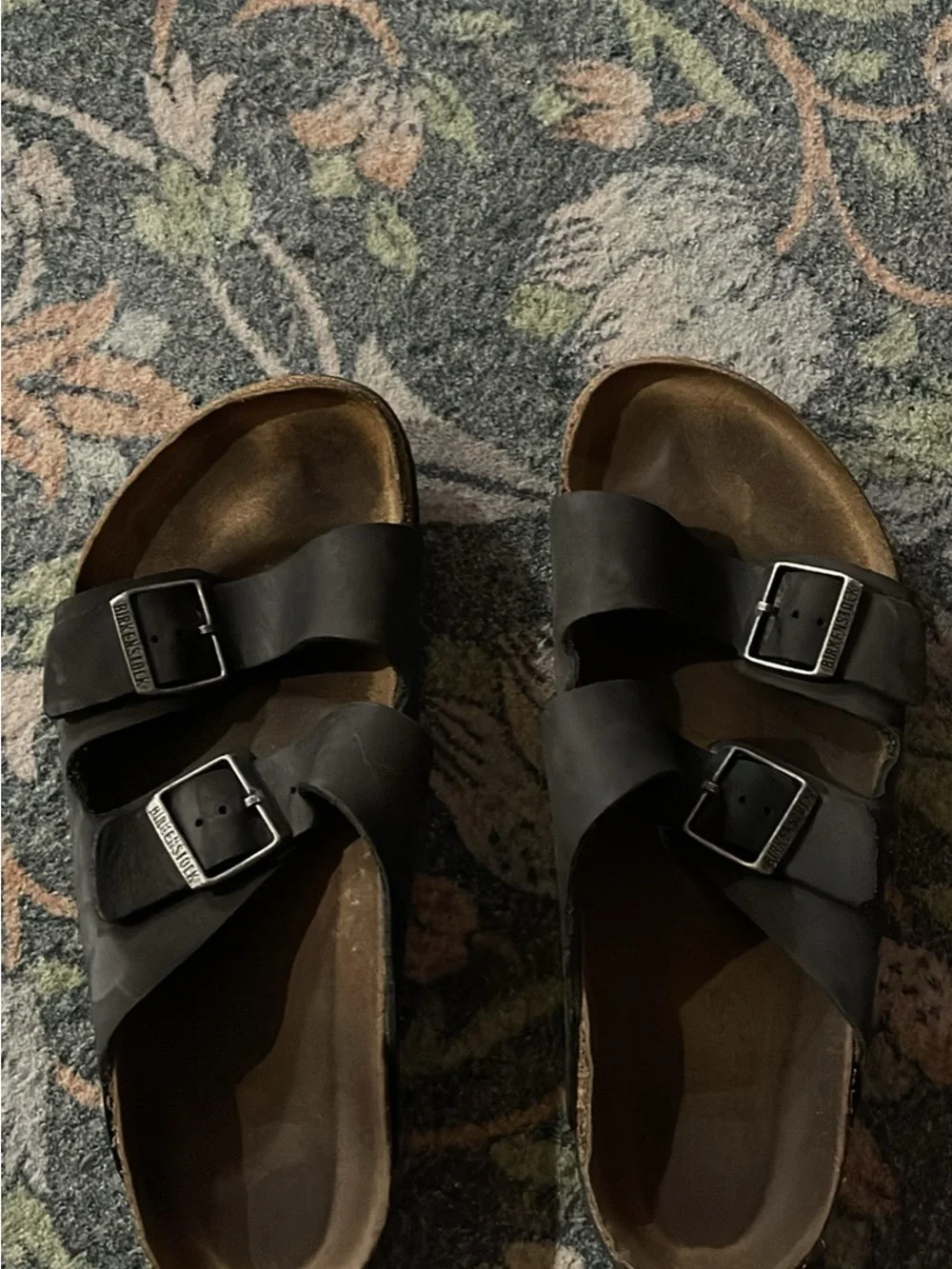 Men's Double-Buckle Slide Sandals in Black